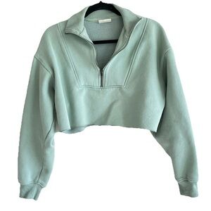 All Fenix Long Sleeve Crop Top Zip Sweatshirt Size Small Athleisure Mint Green